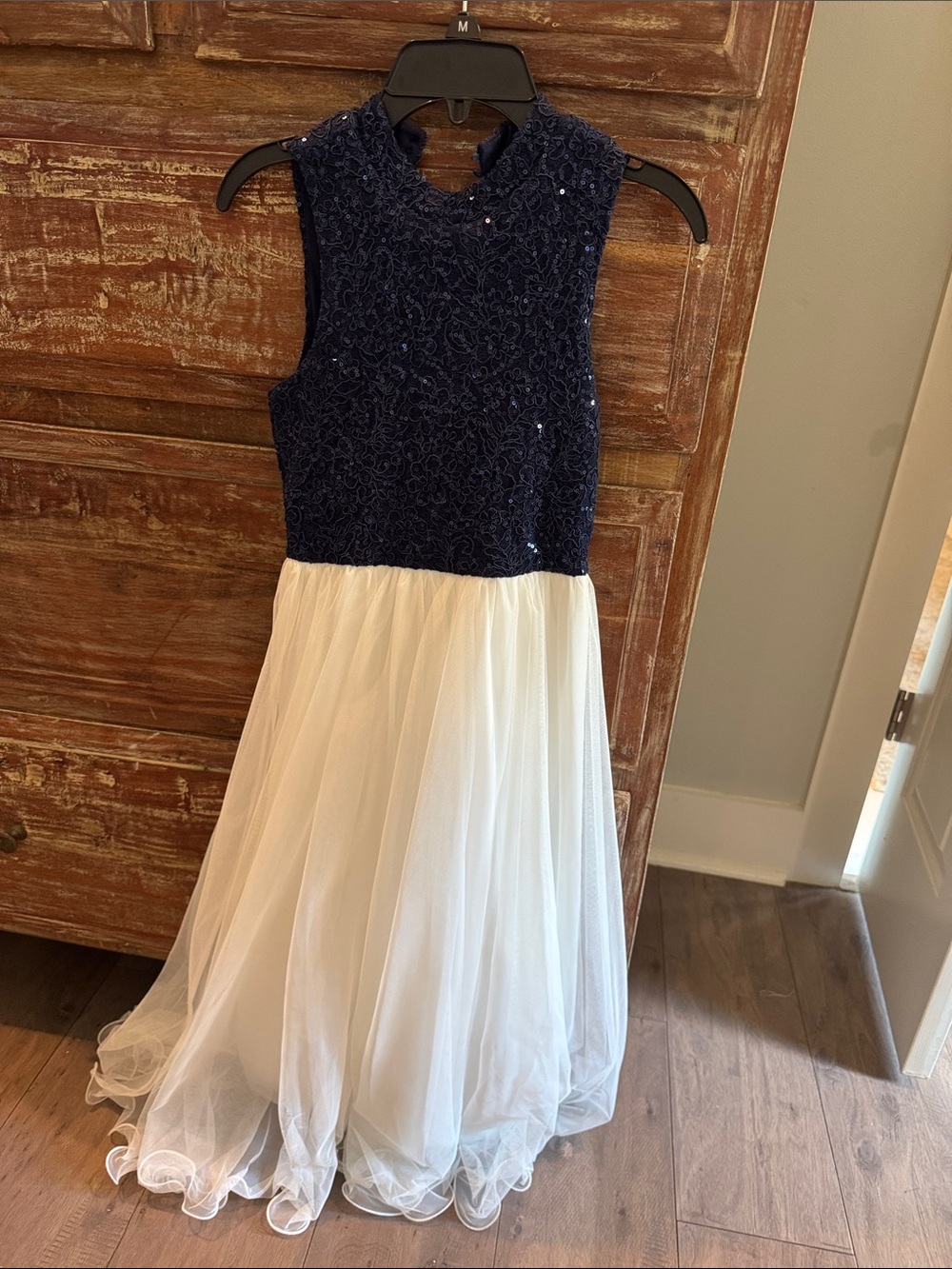 Speechless Navy and White Girls' Sleeveless Tulle Party Dress